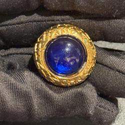 Pre Owned Chanel Vintage Blue and Gold Clip On Earrings