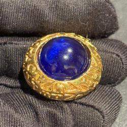 Pre Owned Chanel Vintage Blue and Gold Clip On Earrings