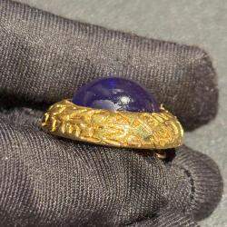 Pre Owned Chanel Vintage Blue and Gold Clip On Earrings
