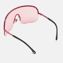 Pre Owned Gucci Pink/Black 71537 Coco Beach Shield Sunglasses