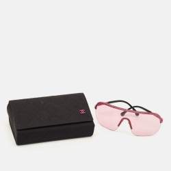 Pre Owned Gucci Pink/Black 71537 Coco Beach Shield Sunglasses