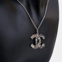 Pre Owned Chanel Crystal CC Pendant Necklace