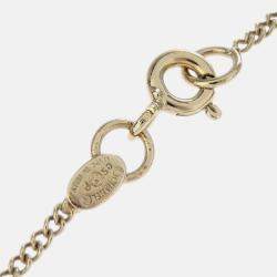 Pre Owned Chanel Gold Plated Metal Heart Chain Pendant Necklace 