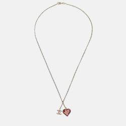 Pre Owned Chanel Gold Plated Metal Heart Chain Pendant Necklace 