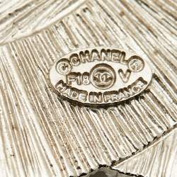 Pre Owned Chanel CC Crystals Silver Tone Brooch