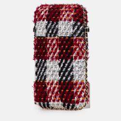 Pre Owned Chanel Red Tweed Chain Around Phone Holder