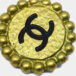 Pre Owned Chanel CC Button Earrings Clip-On Gold