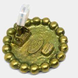Pre Owned Chanel CC Button Earrings Clip-On Gold