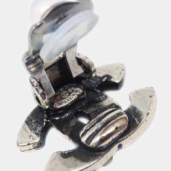 Pre Owned Chanel CC Earrings Clip-On Silver
