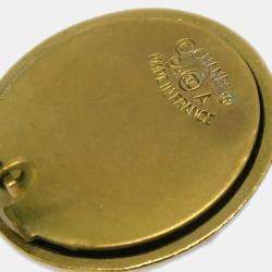 Pre Owned Chanel Button Earrings Clip-On Black Gold