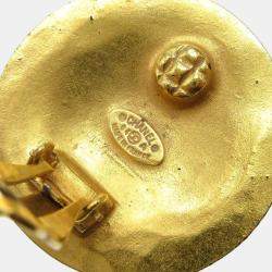 Pre Owned Chanel Button Earrings Gold Clip-On
