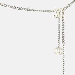 Pre Owned Chanel CC Enamel Silver Tone Chain Belt