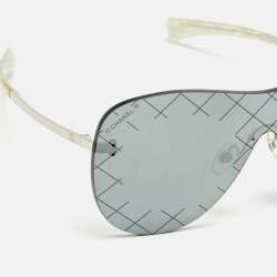Pre Owned Chanel Dark Grey Mirrored 71158 Runaway Shield Sunglasses