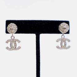 Pre Owned Chanel Crystal CC Drop Earrings