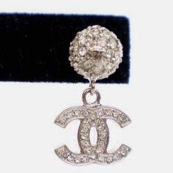 Pre Owned Chanel Crystal CC Drop Earrings