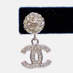 Pre Owned Chanel Crystal CC Drop Earrings