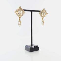 Pre Owned Chanel Coco Mark Faux Pearl Drop Earrings