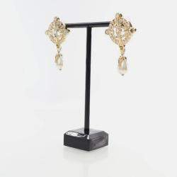 Pre Owned Chanel Coco Mark Faux Pearl Drop Earrings