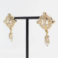 Pre Owned Chanel Coco Mark Faux Pearl Drop Earrings