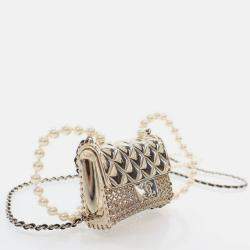 Pre Owned Chanel Gold Lambskin Leather Handbag Necklace