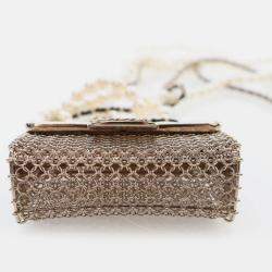 Pre Owned Chanel Gold Lambskin Leather Handbag Necklace