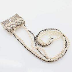 Pre Owned Chanel Gold Lambskin Leather Handbag Necklace