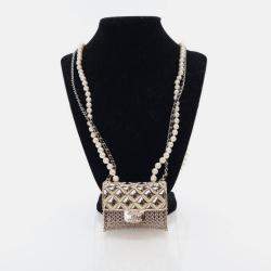 Pre Owned Chanel Gold Lambskin Leather Handbag Necklace