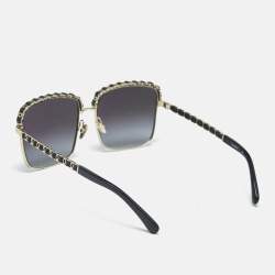 Pre Owned نظارة شمسية شانييل سوداء متدرجة 71369 سلسلة CC مربعة