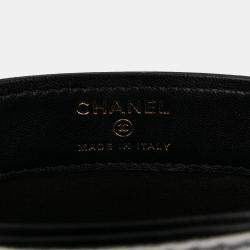 Pre Owned Chanel Black CC Quilted Lambskin Chain Around Phone Holder