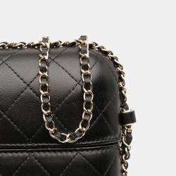 Pre Owned Chanel Black CC Quilted Lambskin Chain Around Phone Holder