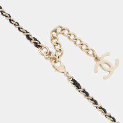 Pre Owned Chanel CC Logo Mirror Black Lambskin Necklace 