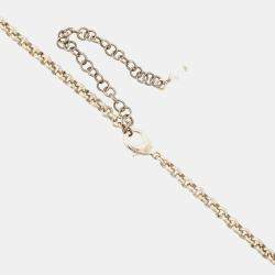 Pre Owned Chanel Heart Pink Rhinestone Gold Plated Faux Pearl Long Necklace 