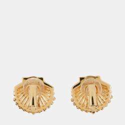 Pre Owned Chanel Earring Gold Gold Plated Rhinestone