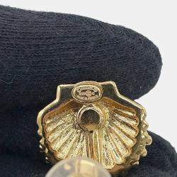 Pre Owned Chanel Earring Gold Gold Plated Rhinestone