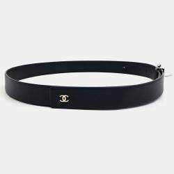 Pre Owned Chanel Black Leather Belt