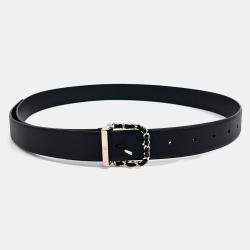 مملوكة مسبقًا Chanel Black Leather Belt