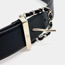 Pre Owned Chanel Black Leather Belt