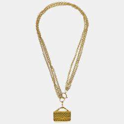 Pre Owned Chanel Gold Handbag Chain Pendant Necklace