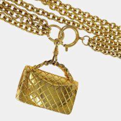 Pre Owned Chanel Gold Handbag Chain Pendant Necklace