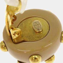 مملوكة مسبقًا Chanel Studded Button Earrings Clip-On Gold Beige