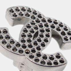 Pre Owned Chanel CC Earrings Clip-On Silver