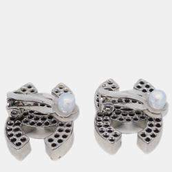 Pre Owned Chanel CC Earrings Clip-On Silver