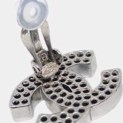 Pre Owned Chanel CC Earrings Clip-On Silver