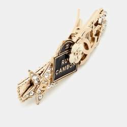 Pre Owned Chanel CC Rue Cambon Crystal Enamel Gold Tone Hairclip