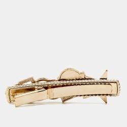 Pre Owned Chanel CC Rue Cambon Crystal Enamel Gold Tone Hairclip