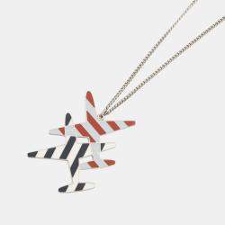 Pre Owned Chanel Airline Necklace Red/Blue/White Metal
