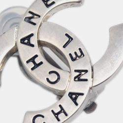 Pre Owned Chanel CC Earrings Clip-On Silver 98P