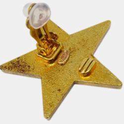 Pre Owned Chanel Star Earrings Clip-On Black 01P