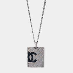 Pre Owned Chanel Cambon Ligne Chain Necklace Pendant Silver 05C