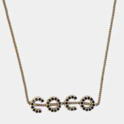 Pre Owned Chanel Chain Pendant Necklace Rhinestone Gold 01A